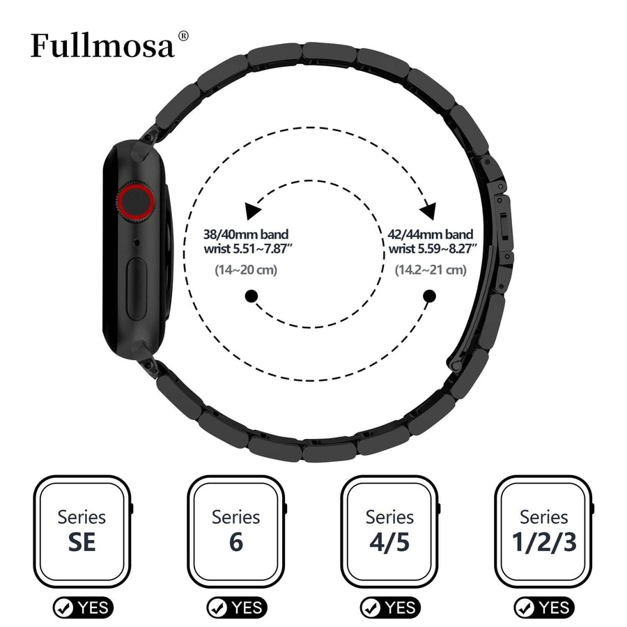 Apple Watch Band  | Black Upgraded Version Stainless Steel Fullmosa