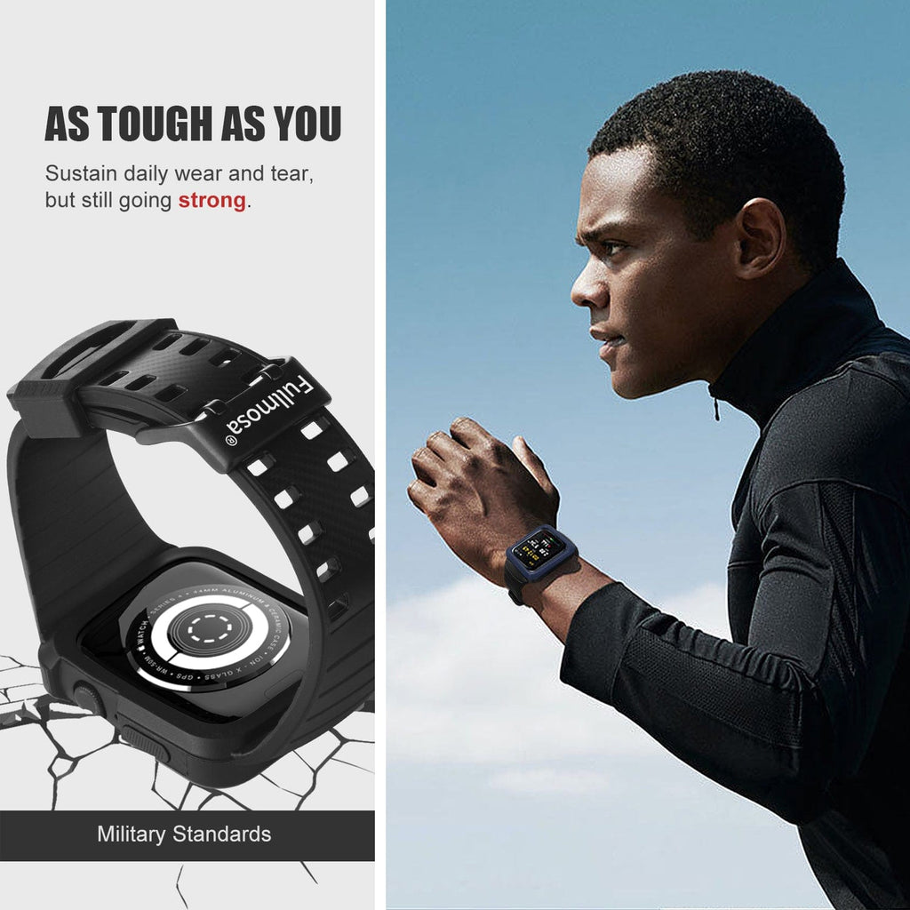 Apple Watch Band |  Black with Blue Silicone | Cafi Fullmosa
