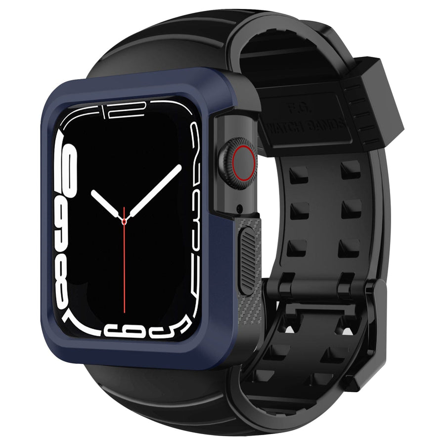 Apple Watch Band |  Black with Blue Silicone | Cafi Fullmosa