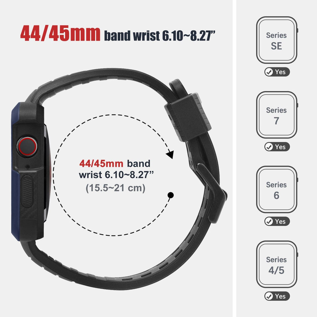 Apple Watch Band |  Black with Blue Silicone | Cafi Fullmosa