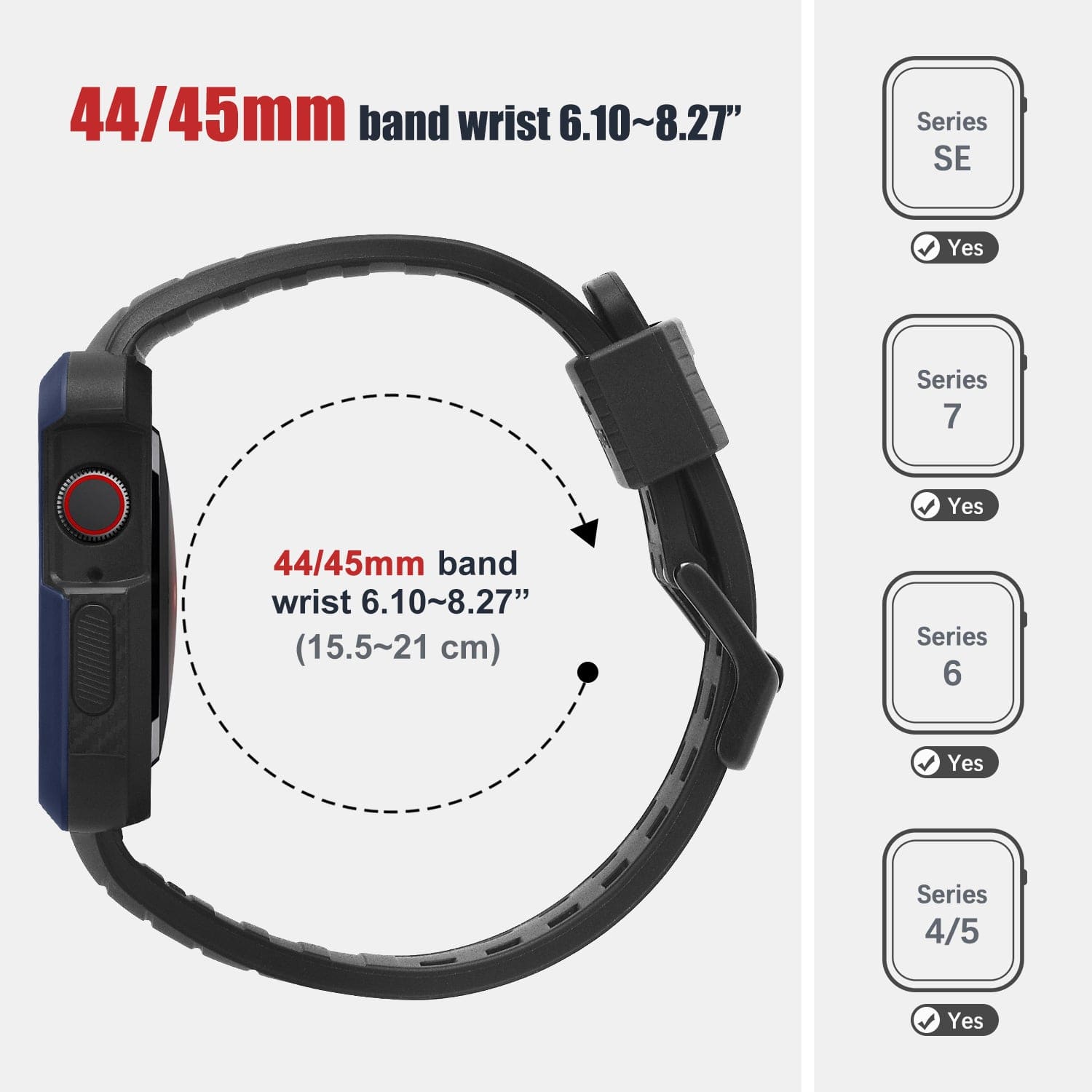 Apple Watch Band |  Black with Blue Silicone | Cafi Fullmosa