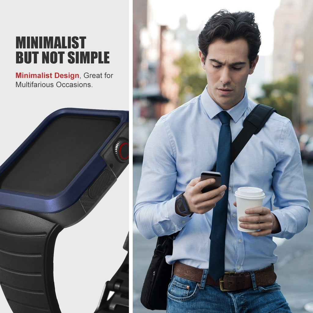 Apple Watch Band |  Black with Blue Silicone | Cafi Fullmosa