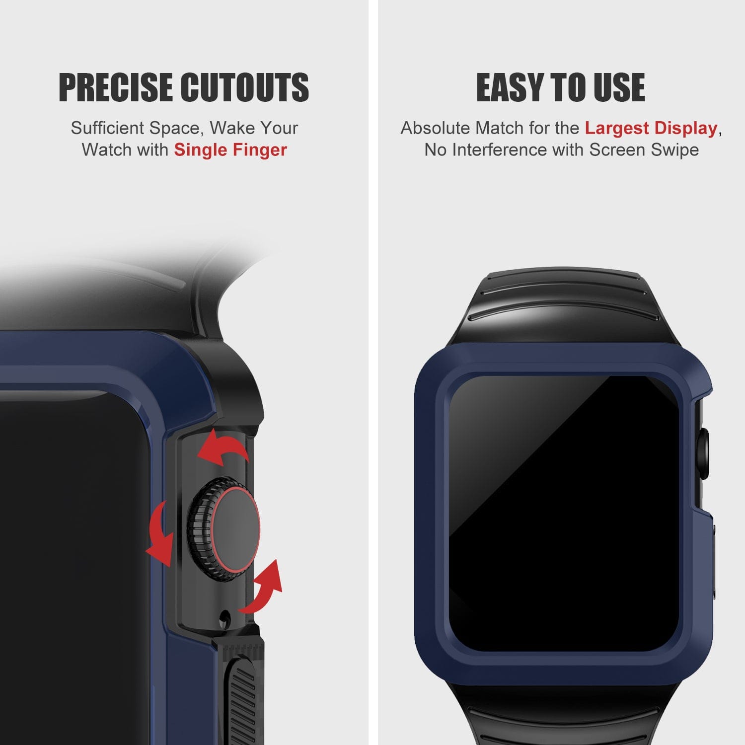 Apple Watch Band |  Black with Blue Silicone | Cafi Fullmosa