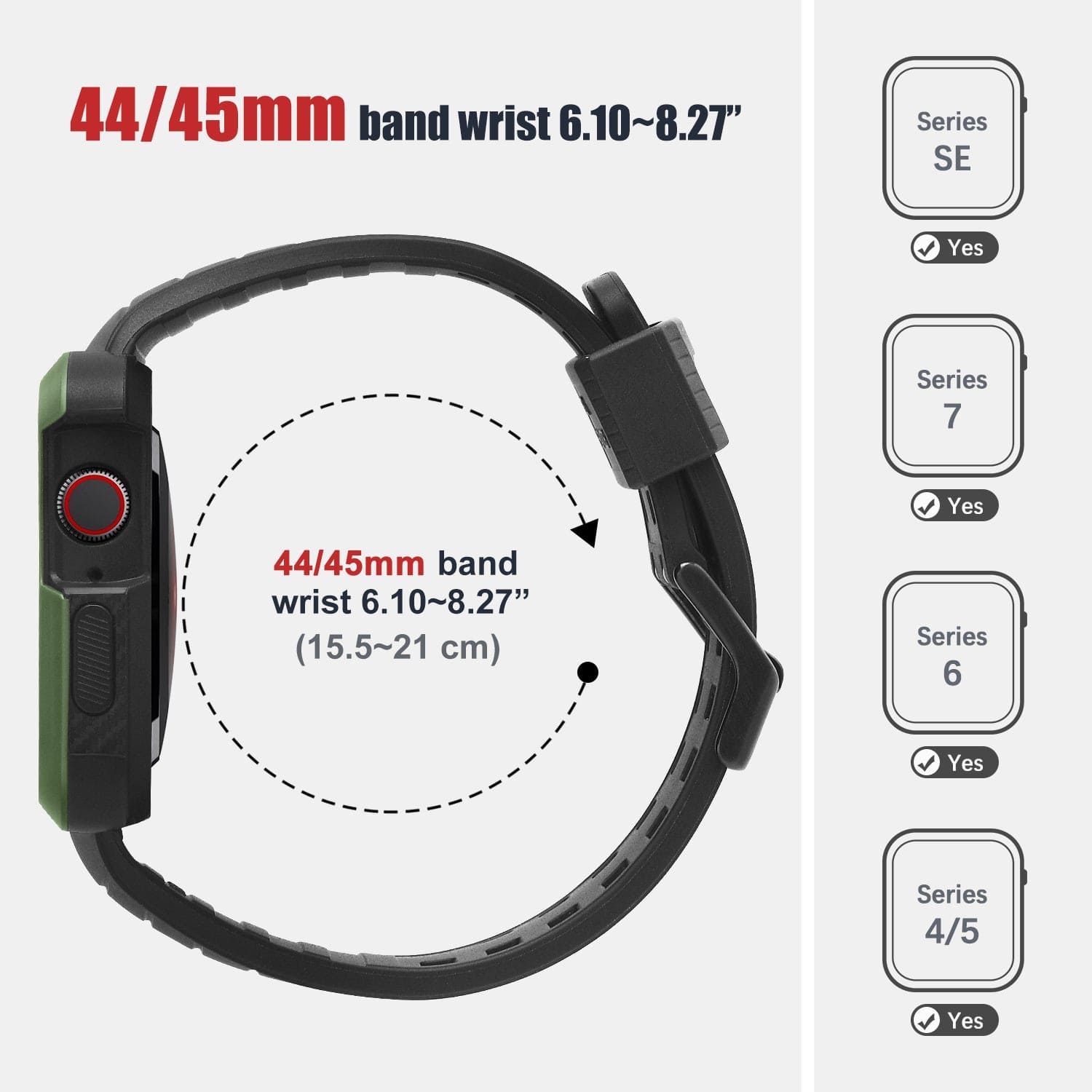 Apple Watch Band |  Black with Green Silicone | Cafi Fullmosa