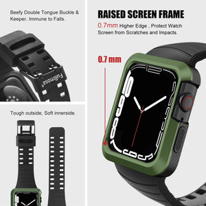 Apple Watch Band |  Black with Green Silicone | Cafi Fullmosa