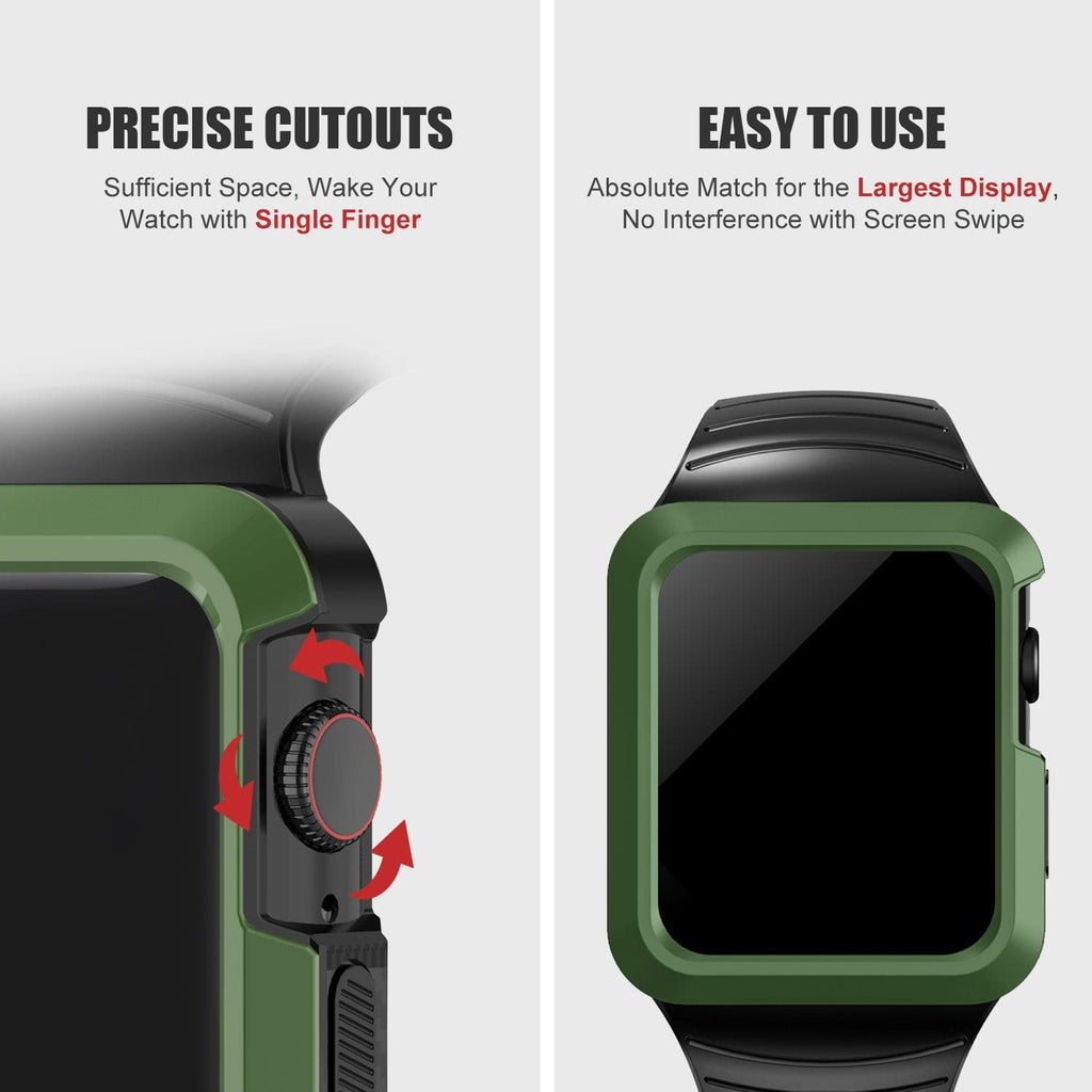Apple Watch Band |  Black with Green Silicone | Cafi Fullmosa