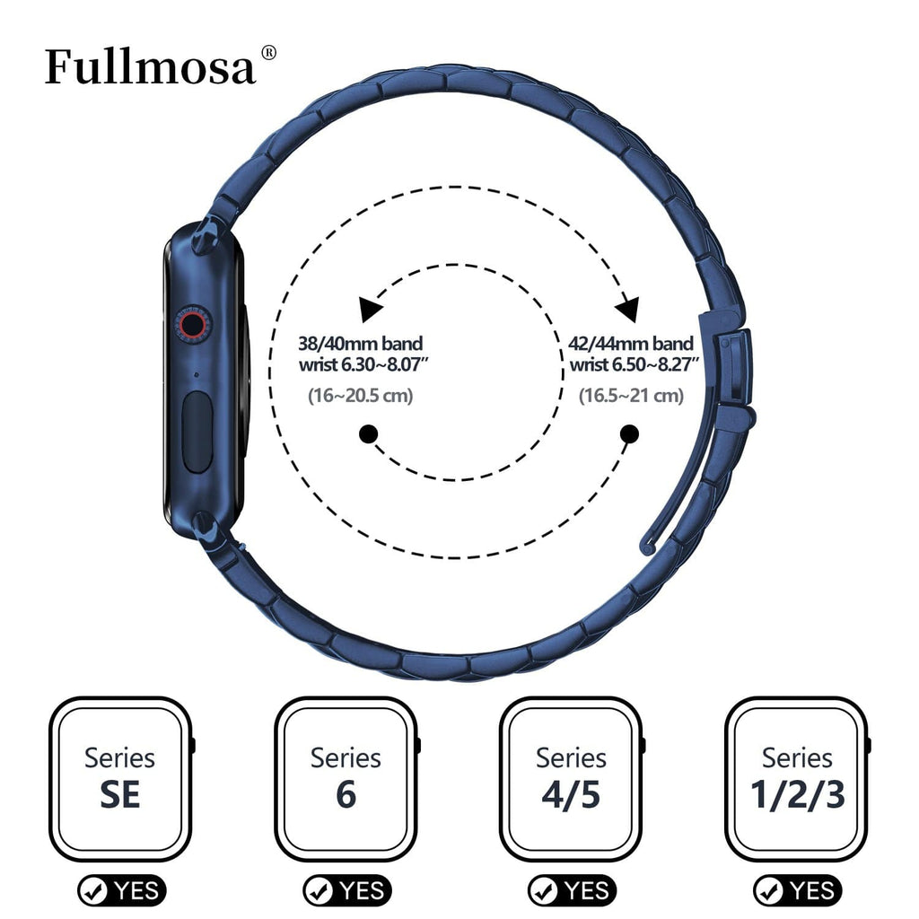 Apple Watch Band  | Blue Stainless Steel Metal Fullmosa