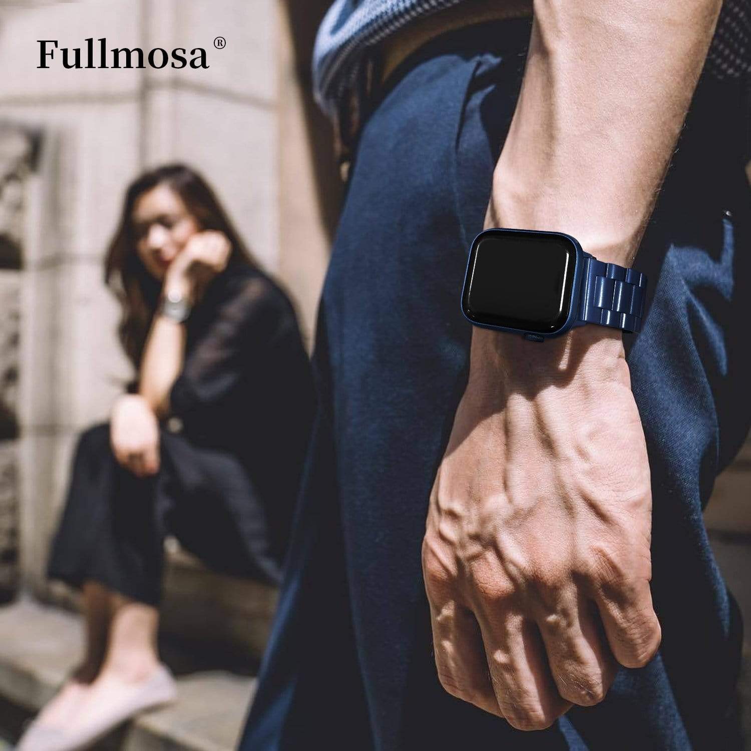 Apple Watch Band  | Blue Stainless Steel Metal Fullmosa