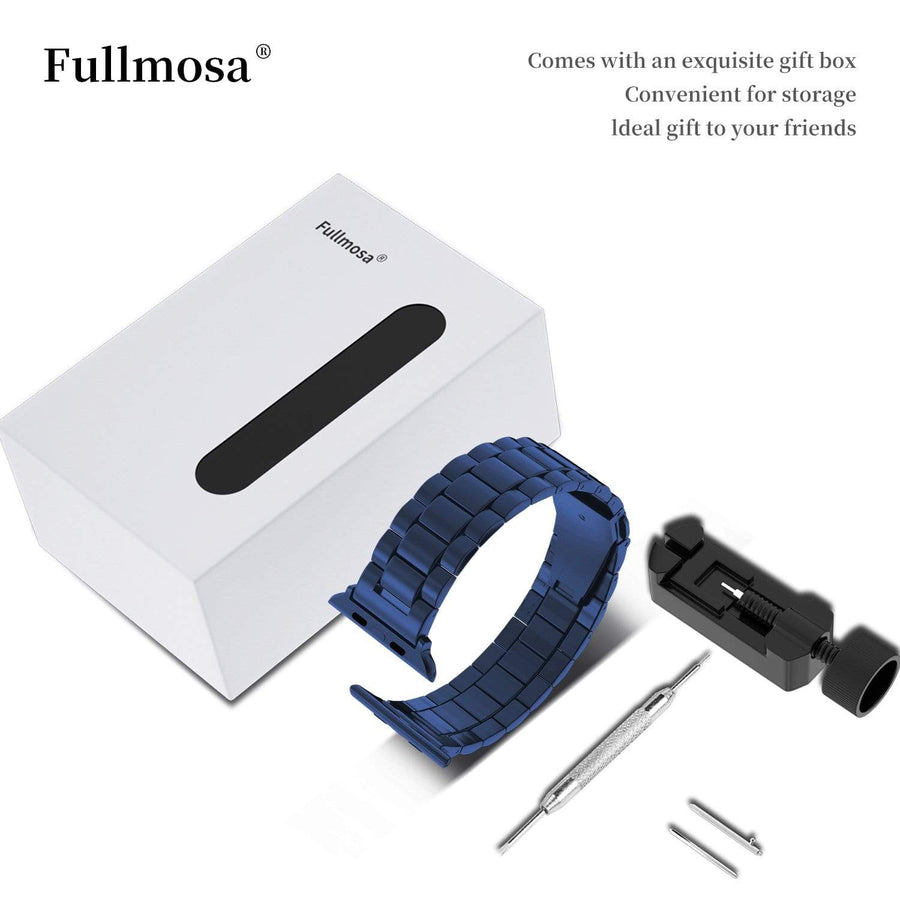 Apple Watch Band  | Blue Stainless Steel Metal Fullmosa