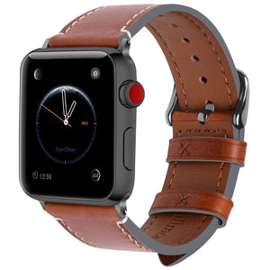 Apple Watch Band | Dark Brown Leather | Wax Fullmosa 38mm/40mm / Smoky grey