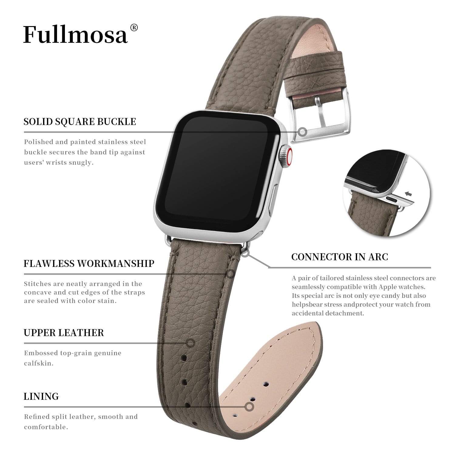 Apple Watch Band | Elephant grey | Litchi-Bosin Fullmosa