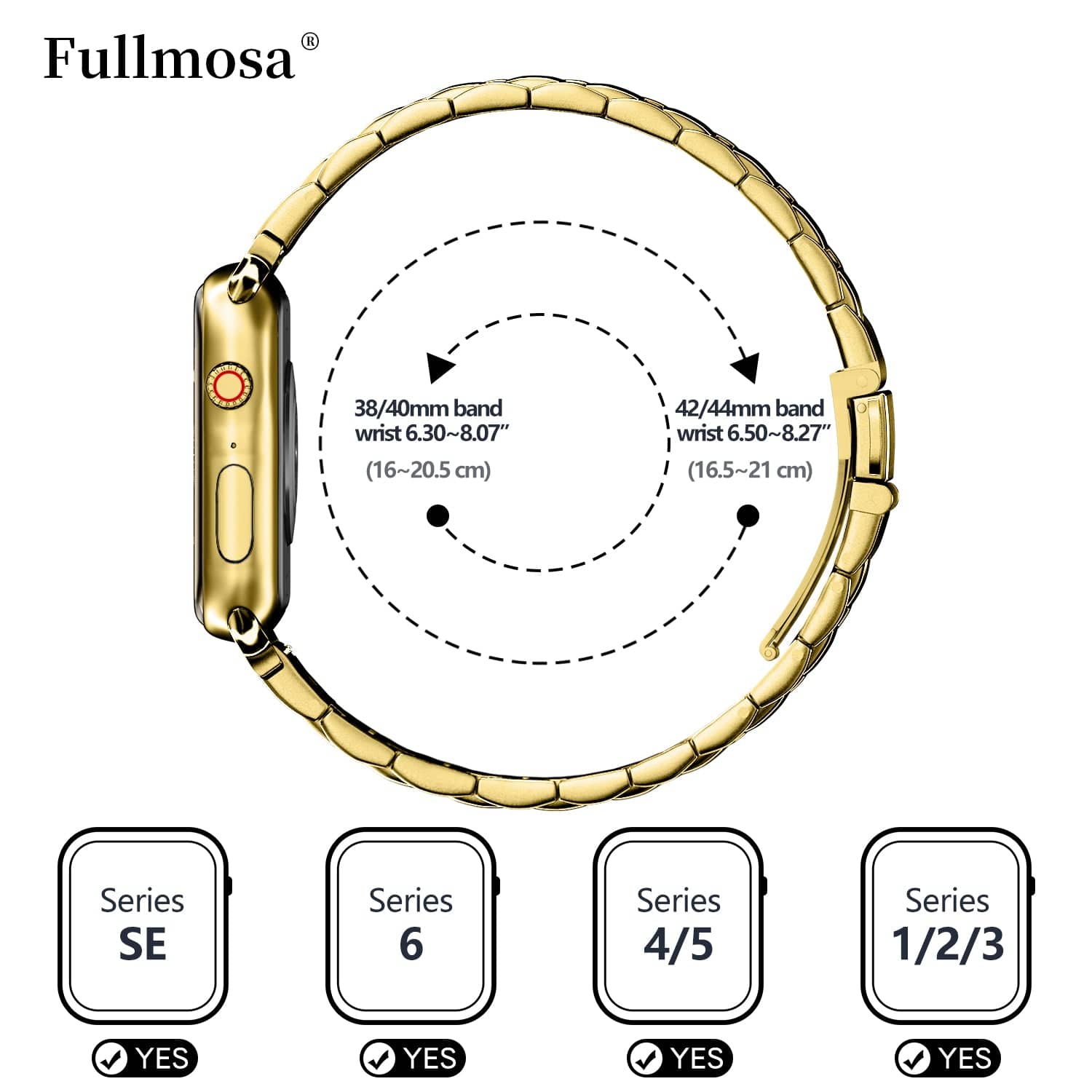Apple Watch Band  | Golden Stainless Steel Metal Fullmosa