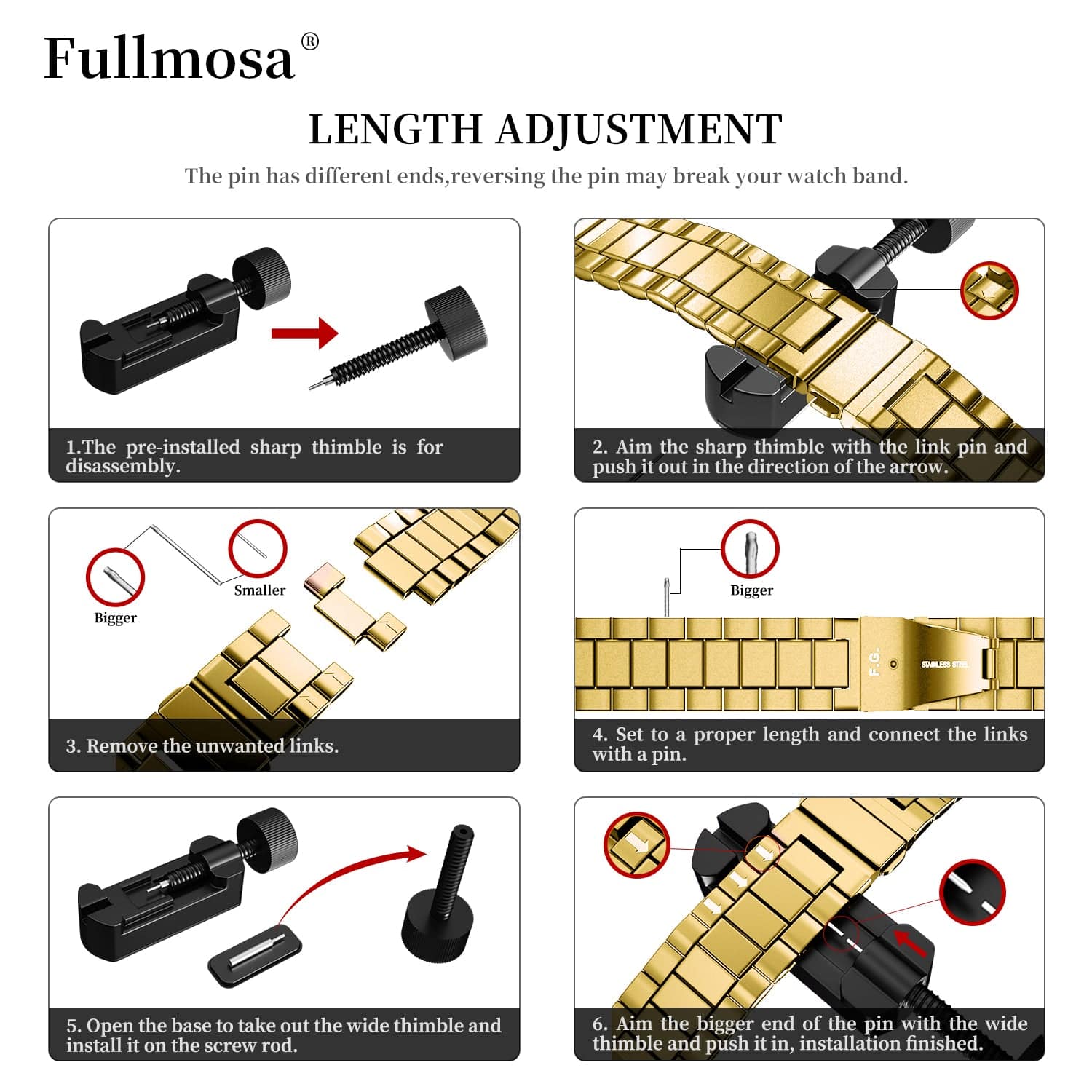 Apple Watch Band  | Golden Stainless Steel Metal Fullmosa