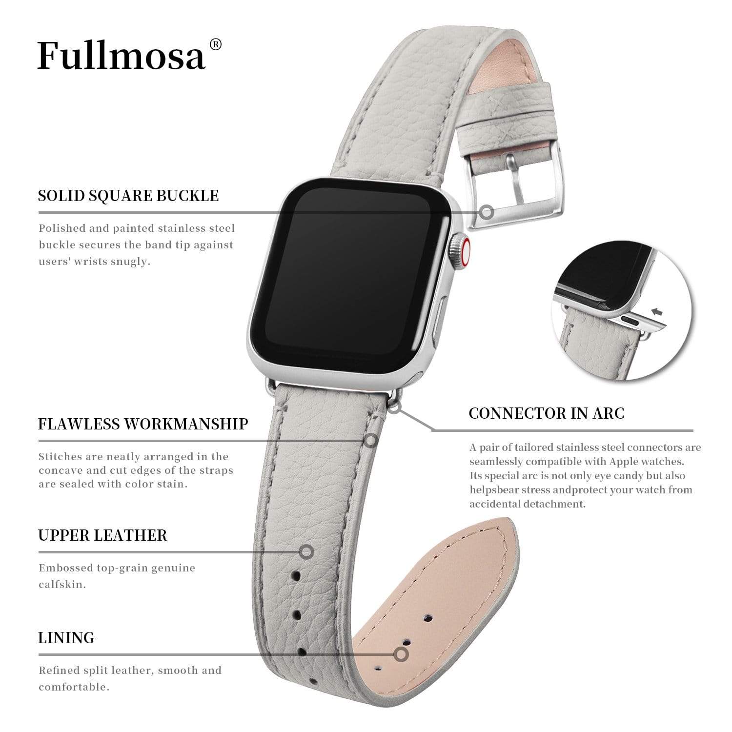 Apple Watch Band | Ivory white | Litchi-Bosin Fullmosa