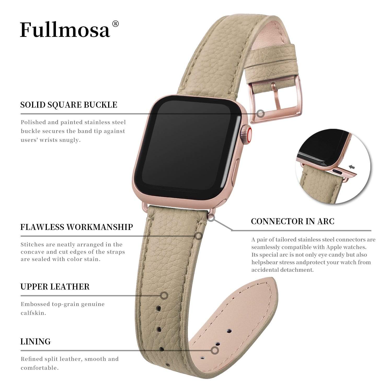 Apple Watch Band | khaki | Litchi-Bosin Fullmosa