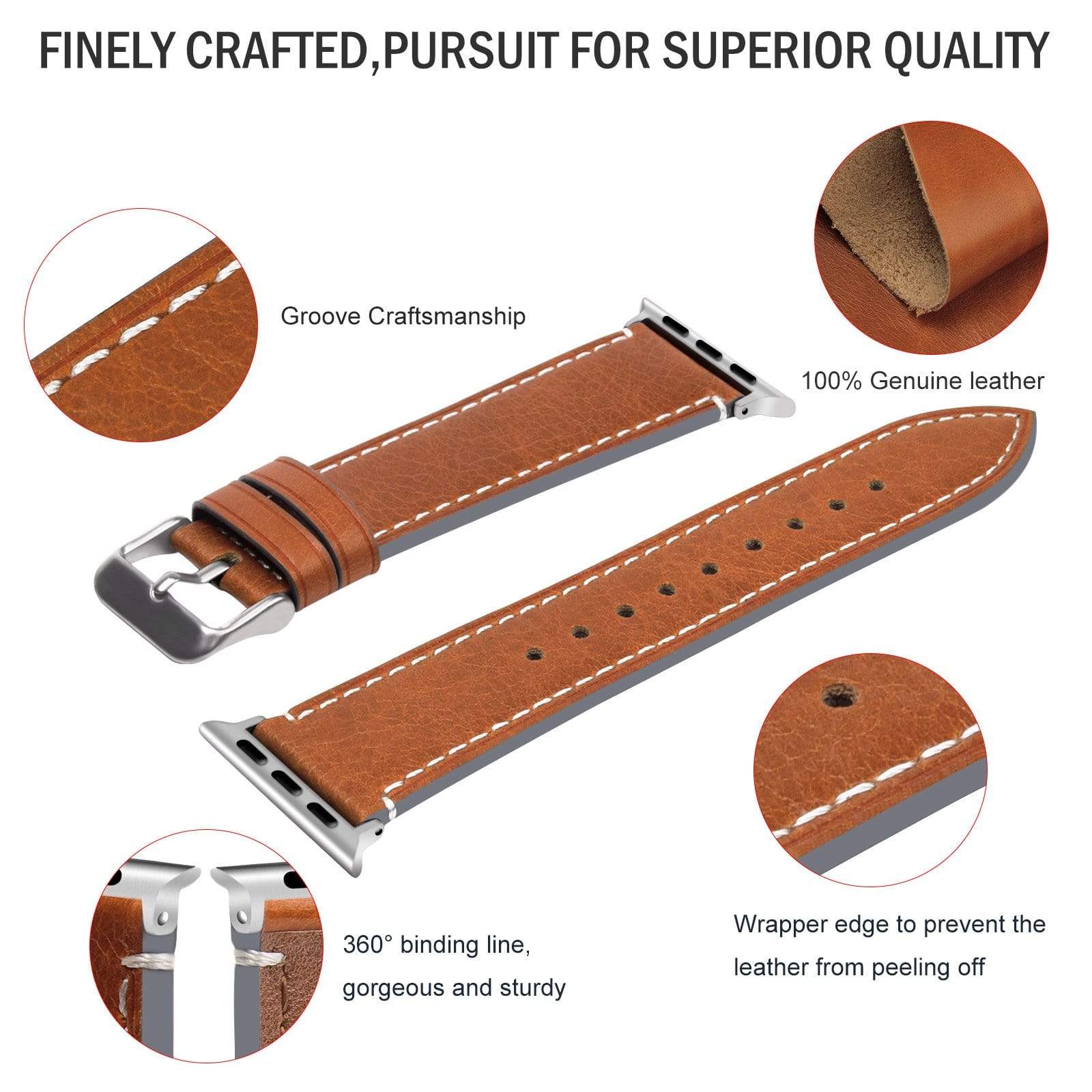 Apple Watch Band | Light Brown Leather | Wax Fullmosa
