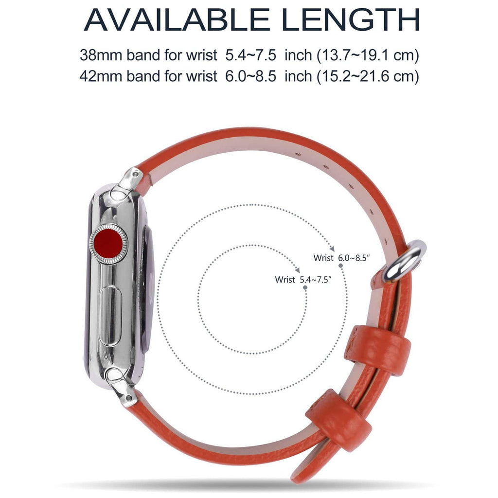 Orange Leather Apple Watch Band  