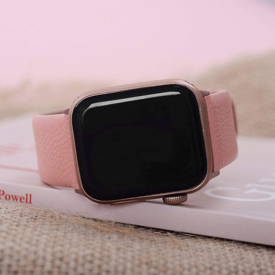 Pink Leather apple watch band