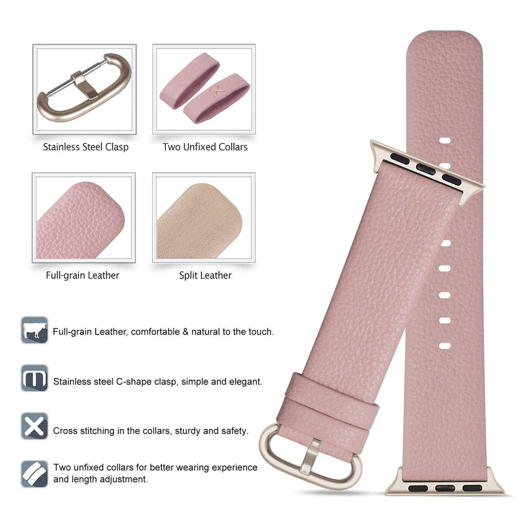 Apple Watch Band | Pink Leather | Litchi Fullmosa