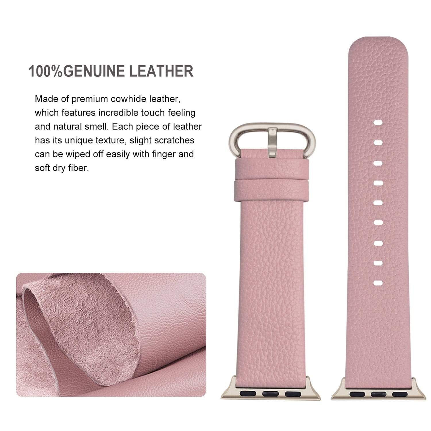 Apple Watch Band | Pink Leather | Litchi Fullmosa
