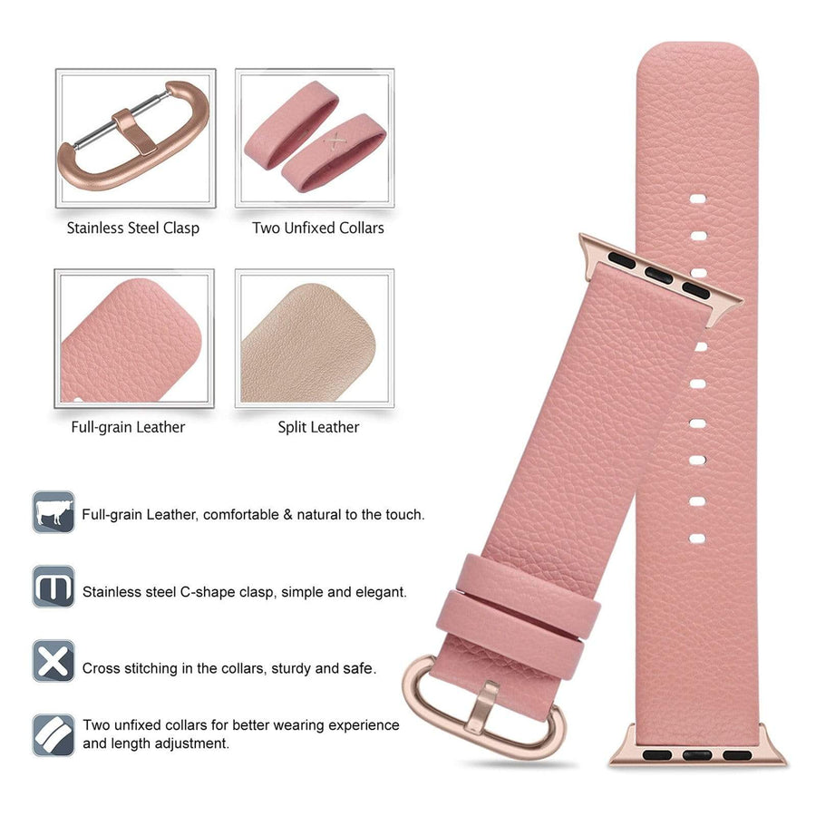 Apple Watch Band | Pink Leather | Litchi Fullmosa