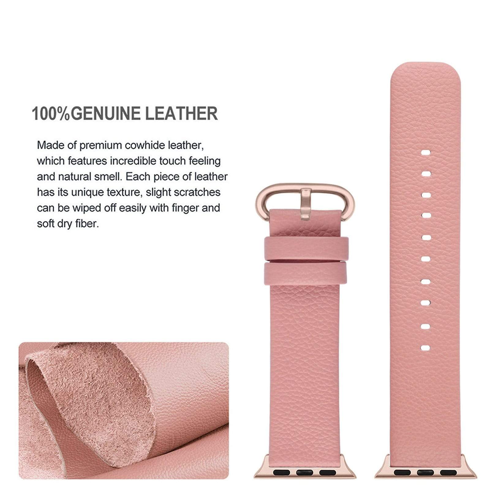 Apple Watch Band | Pink Leather | Litchi Fullmosa