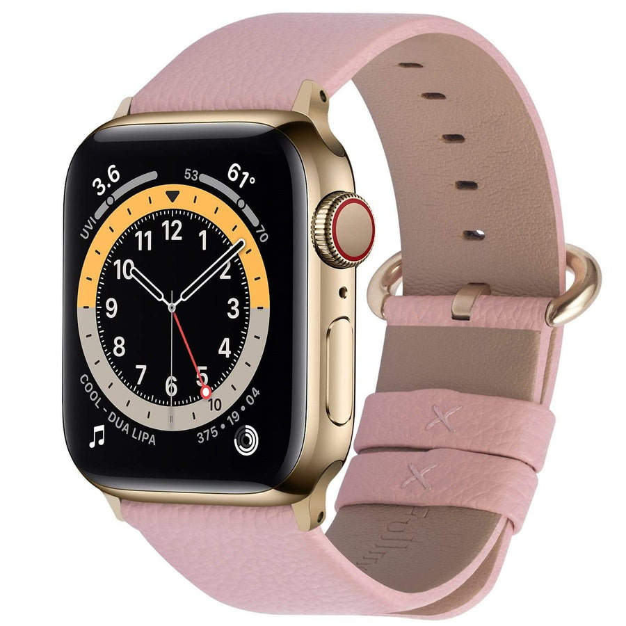 Apple Watch Band | Pink Leather | Litchi Fullmosa 38mm/40mm / Polished gold