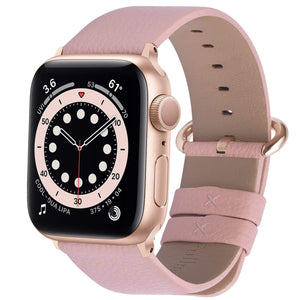 Apple Watch Band | Pink Leather | Litchi Fullmosa 38mm/40mm / Rose gold