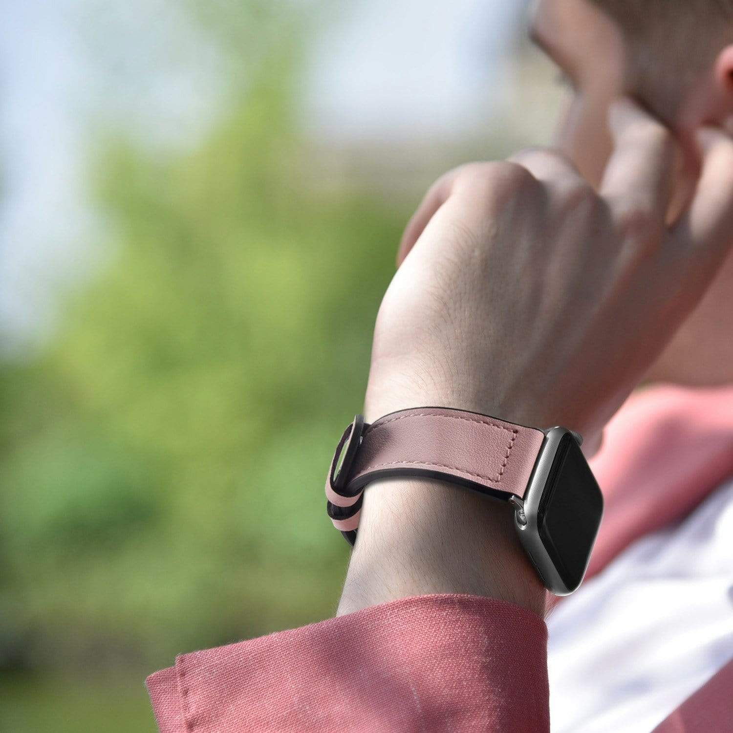 Apple Watch Band | Pink Leather / Silicone Fullmosa