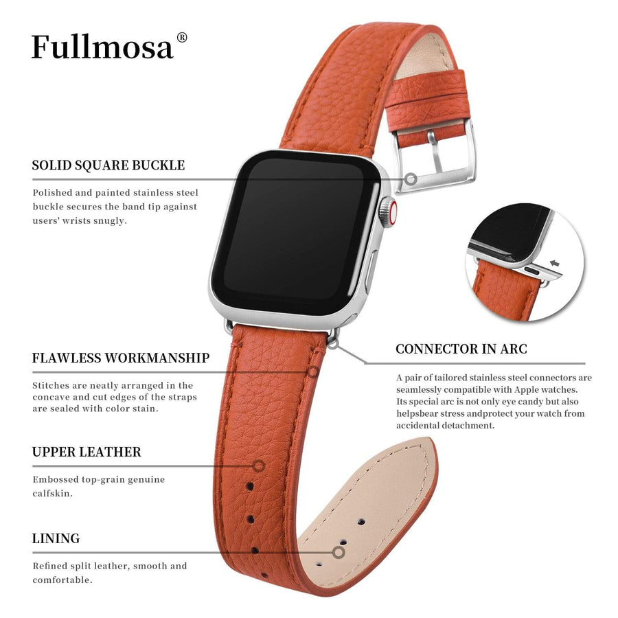 Apple Watch Band | Pumpkin orange | Litchi-Bosin Fullmosa