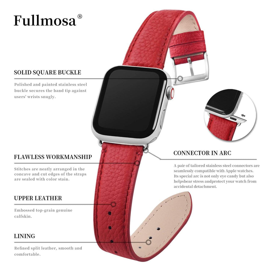 Apple Watch Band | Red | Litchi-Bosin Fullmosa