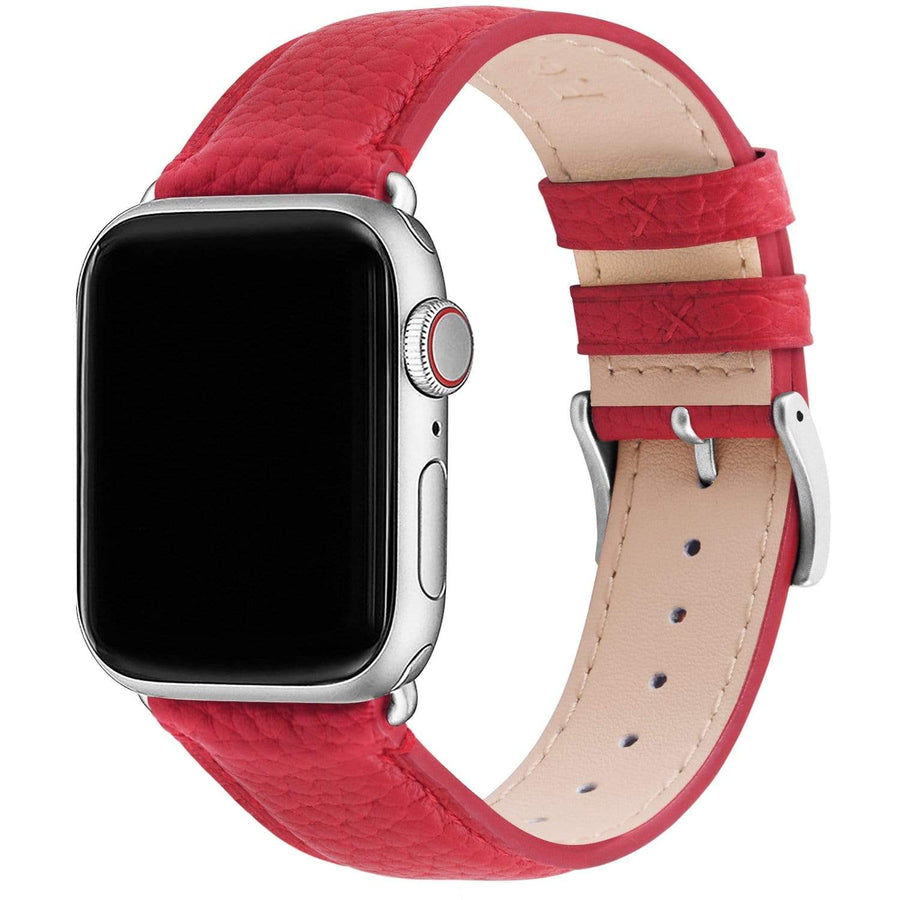 Apple Watch Band | Red | Litchi-Bosin Fullmosa 38mm/40mm / Silver