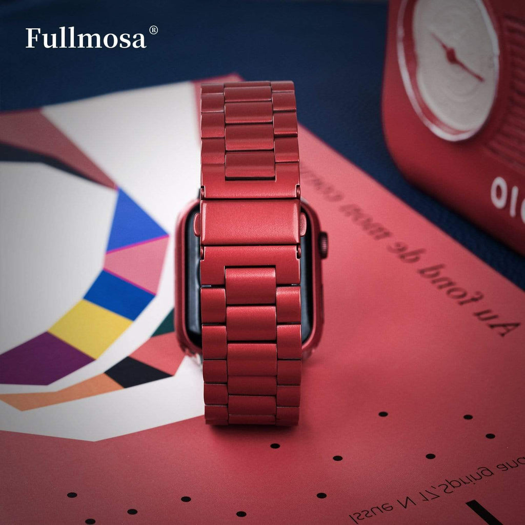 Apple Watch Band  | Red Stainless Steel Metal Fullmosa watch band