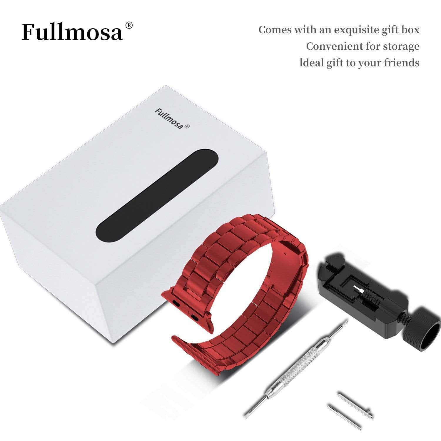 Apple Watch Band  | Red Stainless Steel Metal Fullmosa watch band