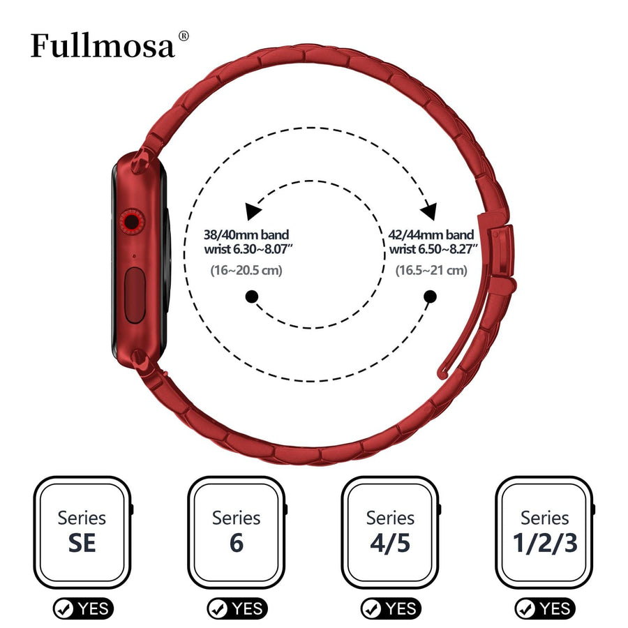 Apple Watch Band  | Red Stainless Steel Metal Fullmosa watch band