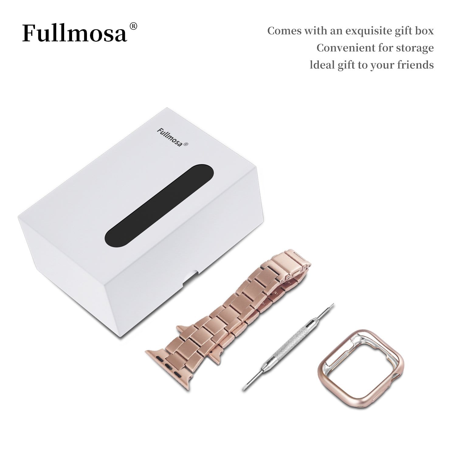 Apple Watch Band  | Rose Gold Upgraded Version Stainless Steel Fullmosa