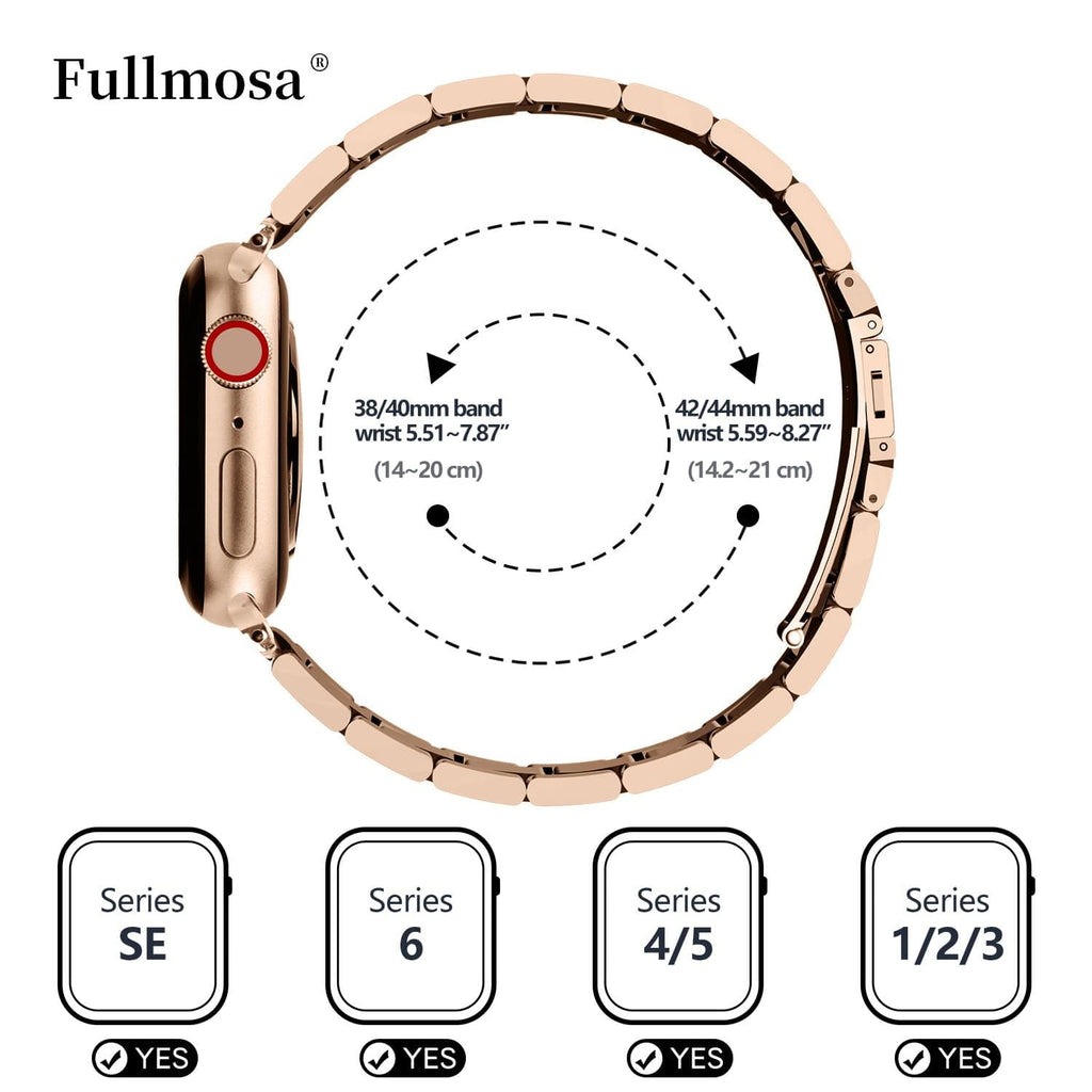 Apple Watch Band  | Rose Gold Upgraded Version Stainless Steel Fullmosa