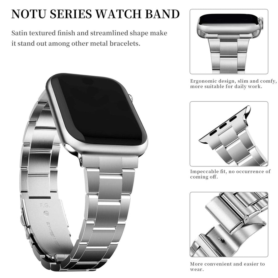 Apple Watch Band  | Silver Upgraded Version Stainless Steel Fullmosa