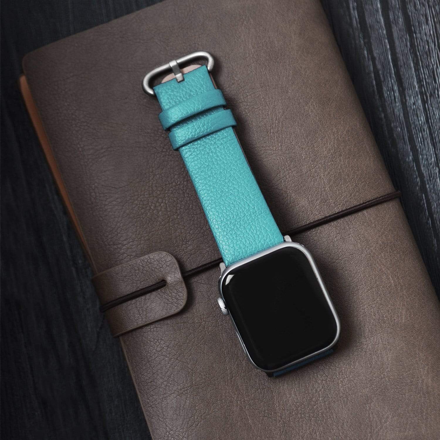 Apple Watch Band Sky Blue Leather Litchi Fullmosa