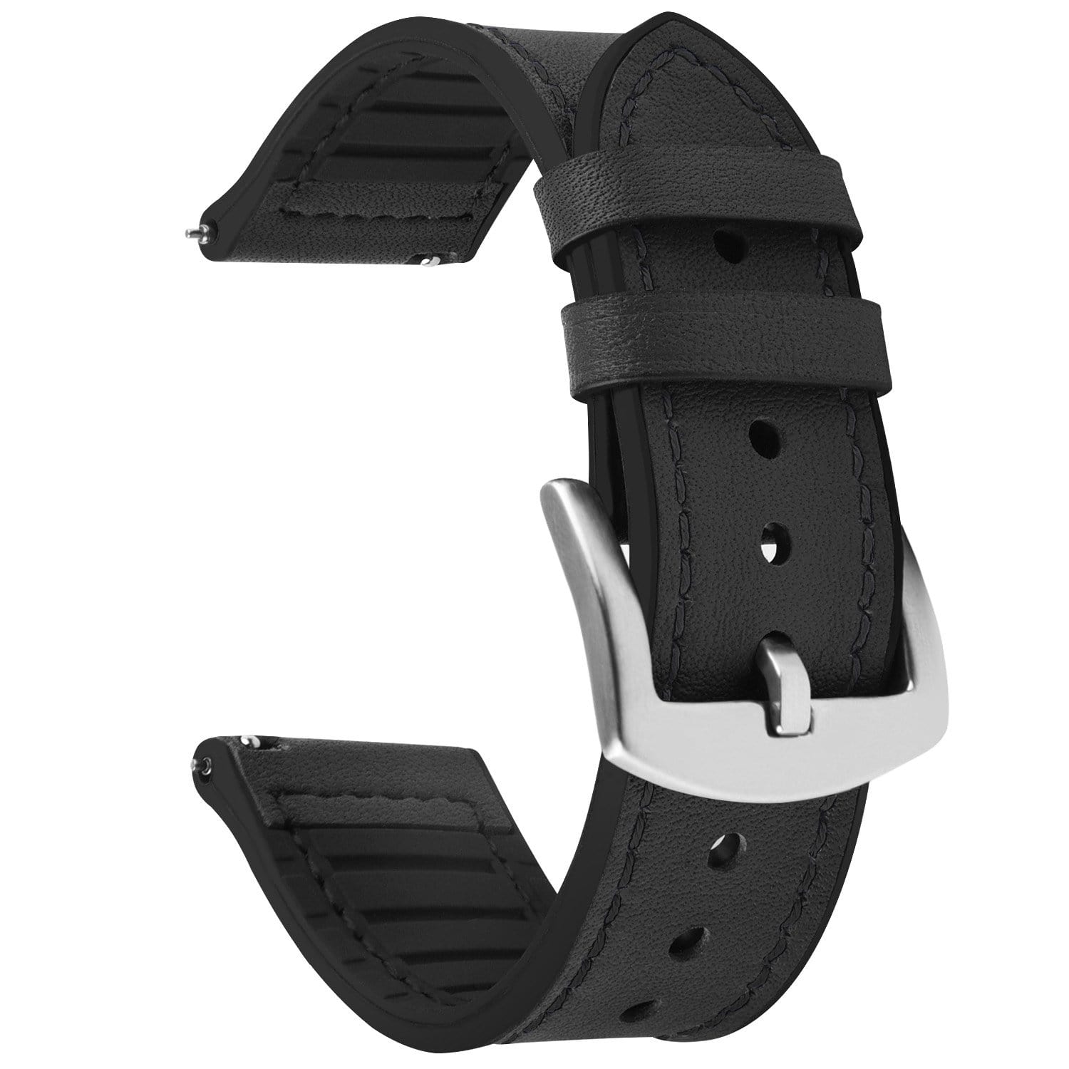 Black |  Leather/Silicone Fullmosa 20mm / Silver
