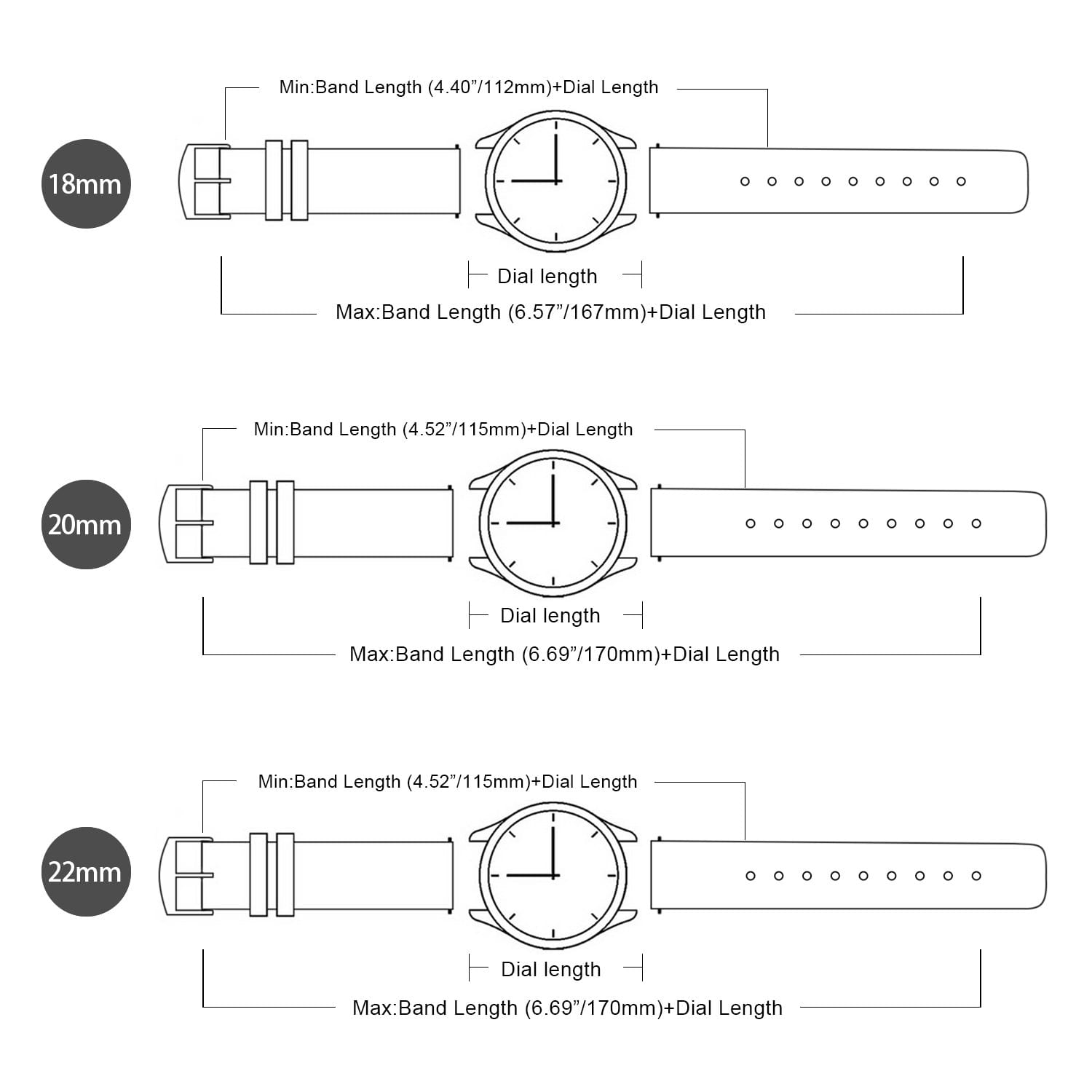 black leather watch band 40mm