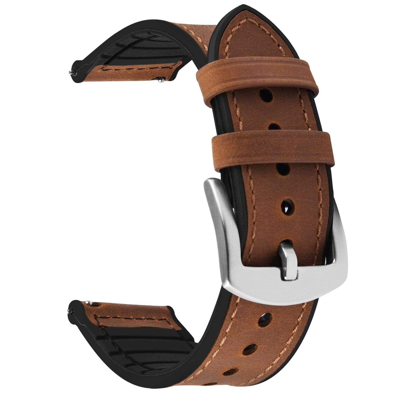 Brown |  Leather/Silicone Fullmosa 20mm / Silver