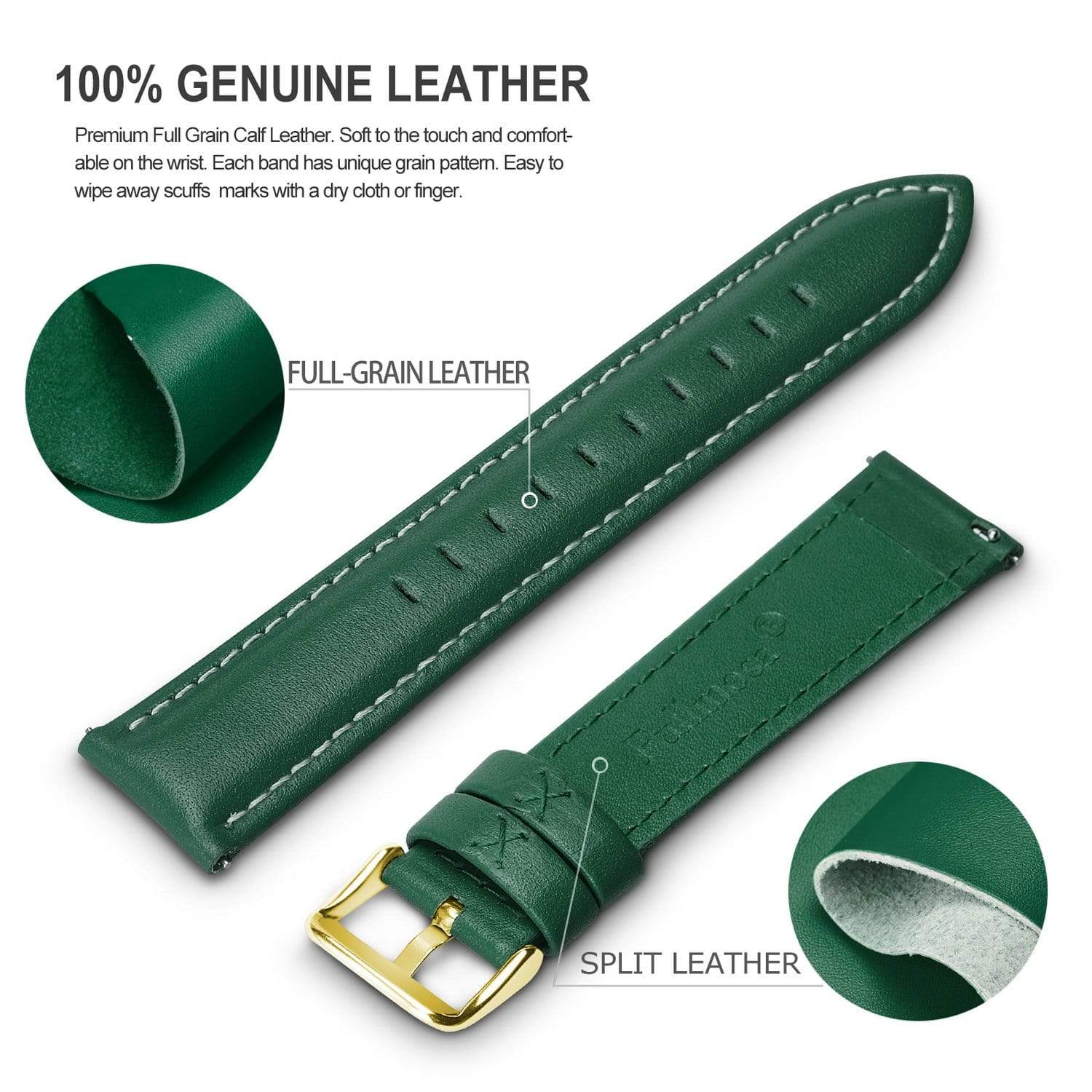 black leather watch band