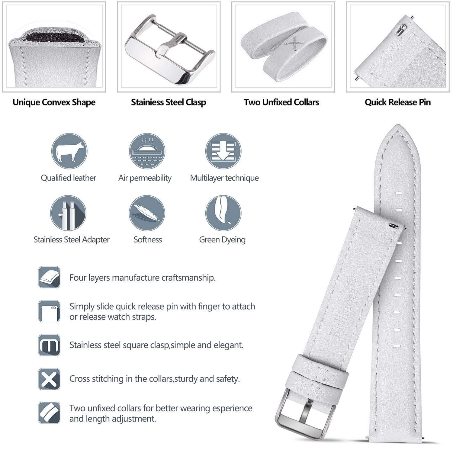 White Leather | Sliver Buckle Fullmosa